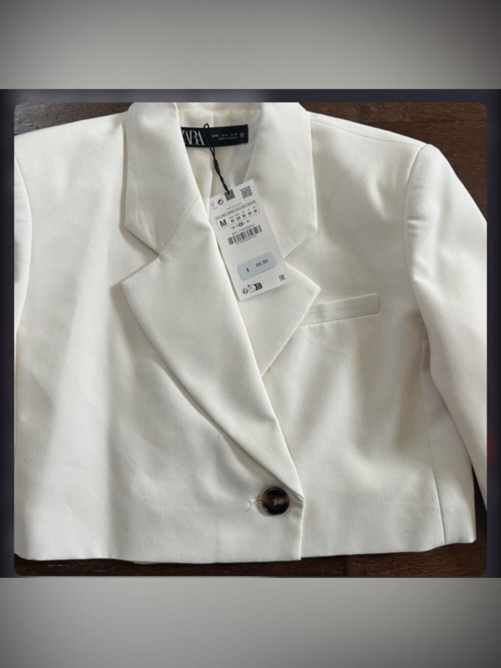 Zara-CROPPED DOUBLE BREASTED BLAZER - Oyster White size M NWT - Picture 4 of 10